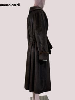 Mauroicardi Winter Long Thick Warm Brown Skirted Faux Mink Fur Coat Women Shawl Collar Sashes Elegant Luxury Furry Overcoat 2025