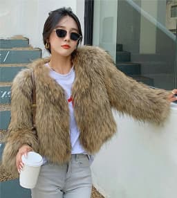 FANIECES Luxury Faux Fur Coats Women Winter Long Sleeve Furry Collarless Cardigan Fluffy Short Artificial Fur Outerweart шуба