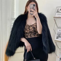 FANIECES Luxury Faux Fur Coats Women Winter Long Sleeve Furry Collarless Cardigan Fluffy Short Artificial Fur Outerweart шуба