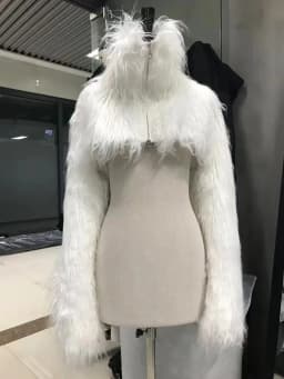 Autumn Winter Thick Warm Hairy Cropped Faux Fur Coat Women Clothing Ultra Short Version Zippers White Black Fluffy Jacket 2025