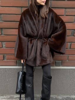 Vintage Brown Women's Faux Fur Coat Loose Full Sleeve Thicken Female Street Outerwear 2026 Autumn Winter Fashion Lady Jacket