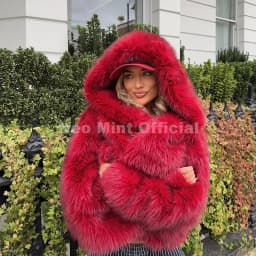 Neo Mint Y2k Brand Fashion Christmas Red Hooded Faux Fur Coat Women 2025 Winter Autumn Oversized Shaggy Overcoat Fox Fur Jacket
