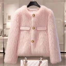 Imitation Fox Fur Coat For Women Spring And Autumn Winter Thickened Short Lamb Wool Coat For Thickening Plush Women Outwear Pink