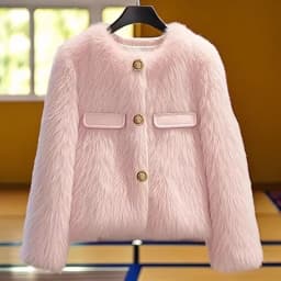 Imitation Fox Fur Coat For Women Spring And Autumn Winter Thickened Short Lamb Wool Coat For Thickening Plush Women Outwear Pink