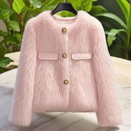 Imitation Fox Fur Coat For Women Spring And Autumn Winter Thickened Short Lamb Wool Coat For Thickening Plush Women Outwear Pink