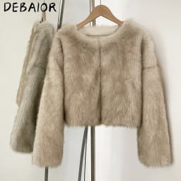 OFTBUY Iconic Street Week Luxury Brand Gardient Jacket Winter Cool Girls Fluffy Short Fur Jacket Cropped Faux Fur Clothes Women