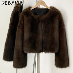 OFTBUY Iconic Street Week Luxury Brand Gardient Jacket Winter Cool Girls Fluffy Short Fur Jacket Cropped Faux Fur Clothes Women