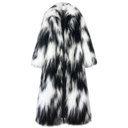 Women Print Long Faux Fur Coat Turn Down Collar Elegant Thick Coat Warm Jackets Lady Loose Coats Streetwear Winter 2025
