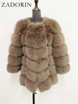 ZADORIN New Luxury Splicing Long Faux Fur Coat Woman Thick Warm Winter Fashion Fluffy Jacket Faux Fur Coats for Woman Outerwears