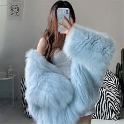 Faux Fur Coat Women Winter Short Bat Full Sleeve Hooded Coats Slim Spliced Thick Coat Loose Open Stitch Jacket