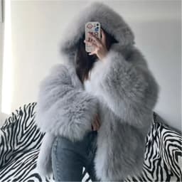 Faux Fur Coat Women Winter Short Bat Full Sleeve Hooded Coats Slim Spliced Thick Coat Loose Open Stitch Jacket