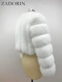 ZADORIN Luxury Fur Coats Long Sleeve Cropped Fluffy Faux Fox Fur Coat Women Pink White Jacket Tops Winter Jackets for Women 2025