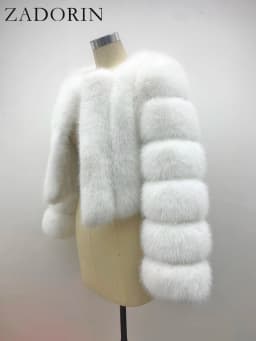 ZADORIN Luxury Fur Coats Long Sleeve Cropped Fluffy Faux Fox Fur Coat Women Pink White Jacket Tops Winter Jackets for Women 2025
