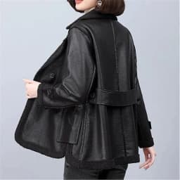 2025 Autumn/Winter New Thick Velvet Women's Leather Jacket Fashionable, Wearing Fur on Both Sides for Warmth