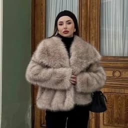 2025 Winter New Fashion Gradient Fluffy Fur Coat Women High Street Luxury Big Fur Collar Faux Fox Fur Jacket Female Overcoats