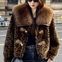 MEXZT Leopard Print Faux Fur Coat Women Fashion Cropped Fluffy Jacket Winter Streetwear Korean Long Sleeve Furry Outerwears New