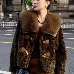 MEXZT Leopard Print Faux Fur Coat Women Fashion Cropped Fluffy Jacket Winter Streetwear Korean Long Sleeve Furry Outerwears New