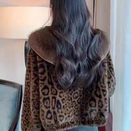 MEXZT Leopard Print Faux Fur Coat Women Fashion Cropped Fluffy Jacket Winter Streetwear Korean Long Sleeve Furry Outerwears New