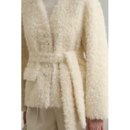 Amii Fur Coat 2026 Winter New Loose Short V-Neck Versatile Women's Coat Warm Long Sleeves With A Belt Jacket With Fur 12524007