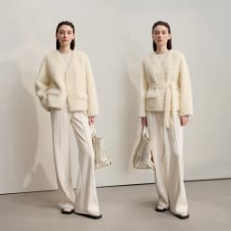 Amii Fur Coat 2026 Winter New Loose Short V-Neck Versatile Women's Coat Warm Long Sleeves With A Belt Jacket With Fur 12524007