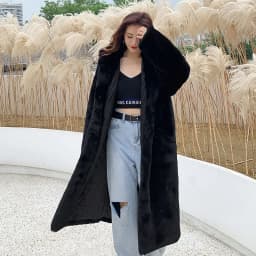 Women Faux Fur Maxi Jacket Thick Y2k Autumn Winter Maxi Coat Long Warm Luxury Belt Fur Black Parkas Bontjas Furry Outerwear