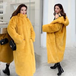 Women Faux Fur Maxi Jacket Thick Y2k Autumn Winter Maxi Coat Long Warm Luxury Belt Fur Black Parkas Bontjas Furry Outerwear