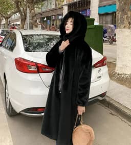 Women Faux Fur Maxi Jacket Thick Y2k Autumn Winter Maxi Coat Long Warm Luxury Belt Fur Black Parkas Bontjas Furry Outerwear