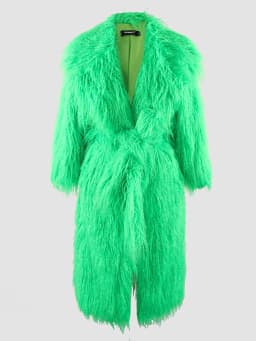 Nerazzurri Winter Long White Black Hairy Shaggy Fluffy Thick Warm Soft Stylish Faux Mongolia Lamb Fur Coat Women Belt Lapel 2023