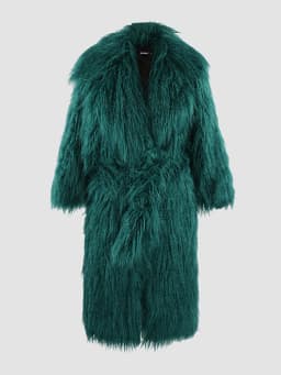 Nerazzurri Winter Long White Black Hairy Shaggy Fluffy Thick Warm Soft Stylish Faux Mongolia Lamb Fur Coat Women Belt Lapel 2023