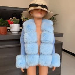 2025 New Children's Fur Cardigan Girls Autumn/Winter Fashion Faux Fur Knitted Cardigan Hot Selling Faux Fox Fur Cardigan Girls