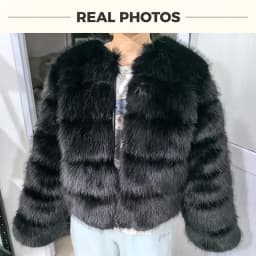 Fashion Short Faux Fox Fur Jacket for Women Winter Multi Color Thick Warm Long Sleeve Outerwear Woman Elegant Cozy Plush Jacket