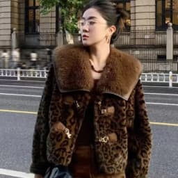 Women's Fashion Mink New Short Faux Fur Coat Thicken Warm Leopard Print Short Fur Coat High-end Coat Winter Fur Jacket