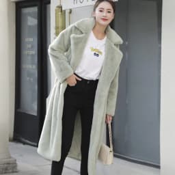 2026 New Women Winter Warm Faux Fur Coat Thick Women Long Coat Turn Down Collar Women Warm Coat With Belt Casaco Feminino