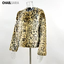 2026 Autumn Winter New High Quality Women Fashion Leopard Faux Fur Coat Casual Button Long Sleeves Warm Jacket Outwear Female