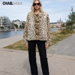 2026 Autumn Winter New High Quality Women Fashion Leopard Faux Fur Coat Casual Button Long Sleeves Warm Jacket Outwear Female