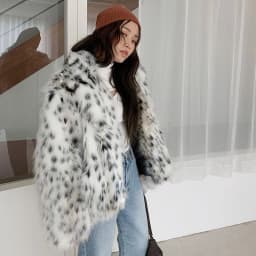 Fashion casual lady fur coat fox fur coat medium long suit collar leopard print fur fur coat Korean version of jacket
