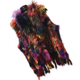 Fashion Womens Real Knitted Rabbit Fur Vests with Raccoon Fur Collar Gilets High Quality Close-woven Waistcoat Plus Size