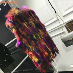 Fashion Womens Real Knitted Rabbit Fur Vests with Raccoon Fur Collar Gilets High Quality Close-woven Waistcoat Plus Size
