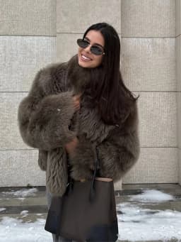 Women's Faux Fur Short Jacket Elegant Fashion Stand Collar Single Breasted Loose Coats 2025 Lady New Daily High Street Jackets