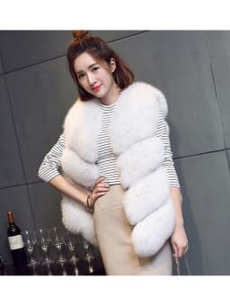 ZADORIN New Luxury Faux Fox Fur Vest Women Furry Short Faux Fur Vests Fur Gilet Fourrure Autumn Winter Faux Fur Coats Overcoat