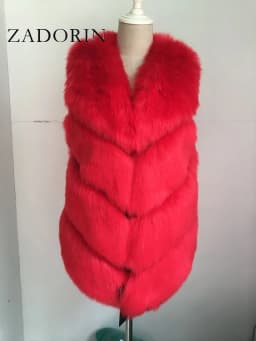 ZADORIN New Luxury Faux Fox Fur Vest Women Furry Short Faux Fur Vests Fur Gilet Fourrure Autumn Winter Faux Fur Coats Overcoat