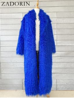 ZADORIN Fashion Super Long Faux Sheep Fur Coat Woman Solid Lapel Thick Fluffy Faux Fur Jackets Woman Winter Clothes Outerwears