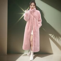 Faux Fur Coats Women Mid Length Coat Stand Collar Thick Warm Elegant Maxi Spring Open Stitch Jackets Outerwear Autumn Winter