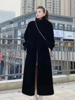 Faux Fur Coats Women Mid Length Coat Stand Collar Thick Warm Elegant Maxi Spring Open Stitch Jackets Outerwear Autumn Winter