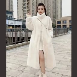 Faux Fur Coats Women Mid Length Coat Stand Collar Thick Warm Elegant Maxi Spring Open Stitch Jackets Outerwear Autumn Winter