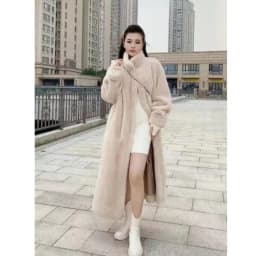 Faux Fur Coats Women Mid Length Coat Stand Collar Thick Warm Elegant Maxi Spring Open Stitch Jackets Outerwear Autumn Winter