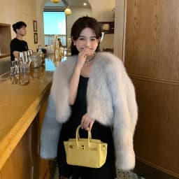Female Faux Fur Jacket Coat Autumn Winter Women Fashion Short Plush Overcoat Ladies Long Sleeves Imitation Fox Fur Jacket