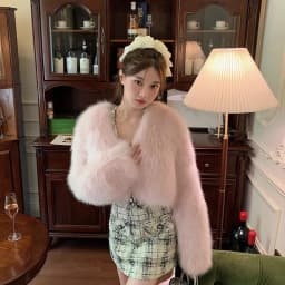 Female Faux Fur Jacket Coat Autumn Winter Women Fashion Short Plush Overcoat Ladies Long Sleeves Imitation Fox Fur Jacket