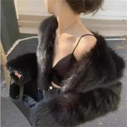 Female Faux Fur Jacket Coat Autumn Winter Women Fashion Short Plush Overcoat Ladies Long Sleeves Imitation Fox Fur Jacket