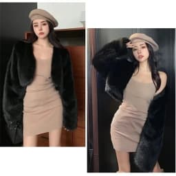 Female Faux Fur Jacket Coat Autumn Winter Women Fashion Short Plush Overcoat Ladies Long Sleeves Imitation Fox Fur Jacket